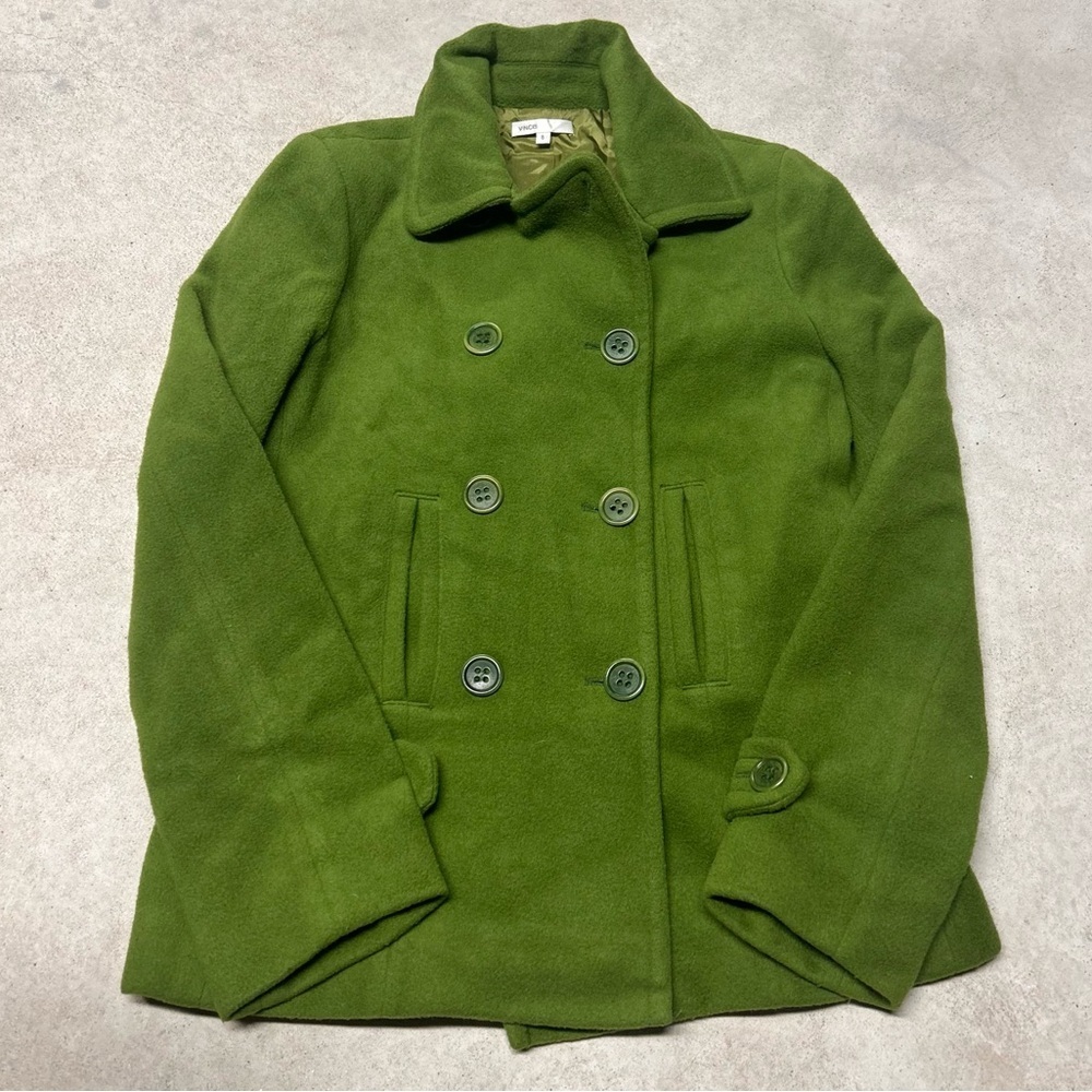 Vince Olive Green Double-Breasted Pea Coat
